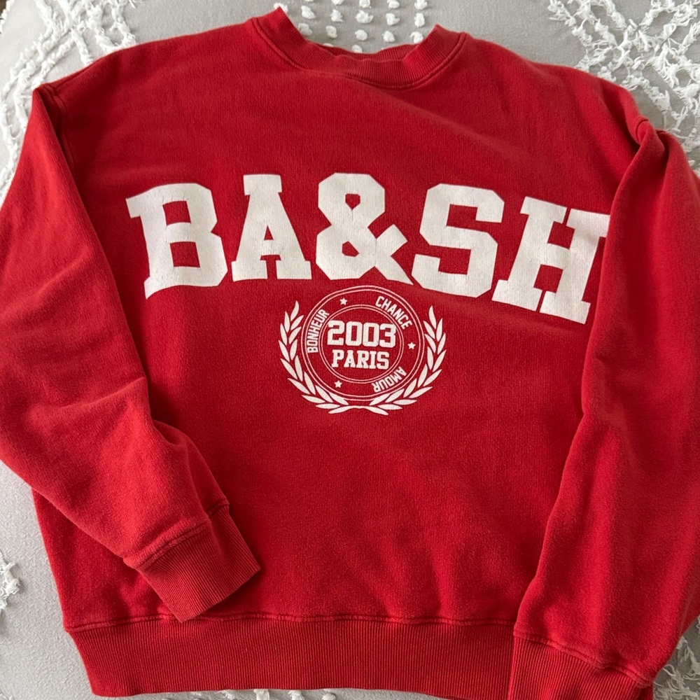 ba&sh Bold Red Crewneck Sweater